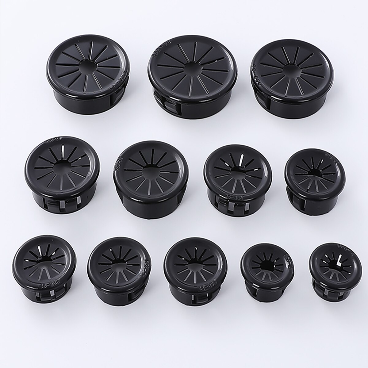 10pcs 16-50mm Plastic Round Table Wire Hole Covers Computer PC Desk Cable Outlet Port Snap-on Grommet Line Holder Organizer