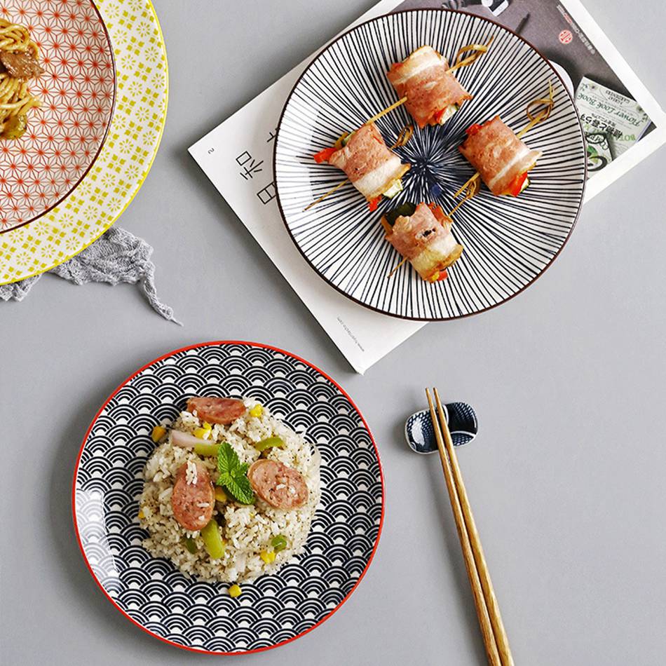 Japanese Style 8 inch Simple Household Round Shallow plate ceramic plate food dinner plates Steak Dishes pratos vaisselle piatti