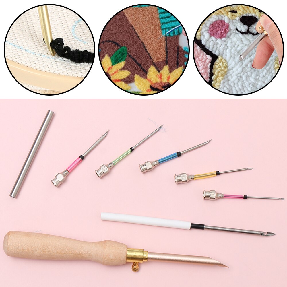 Kit de herramientas de punzón, aguja de punzón y enhebrador de aguja de bordado, herramientas de punto de cruz para tejer, 11 piezas