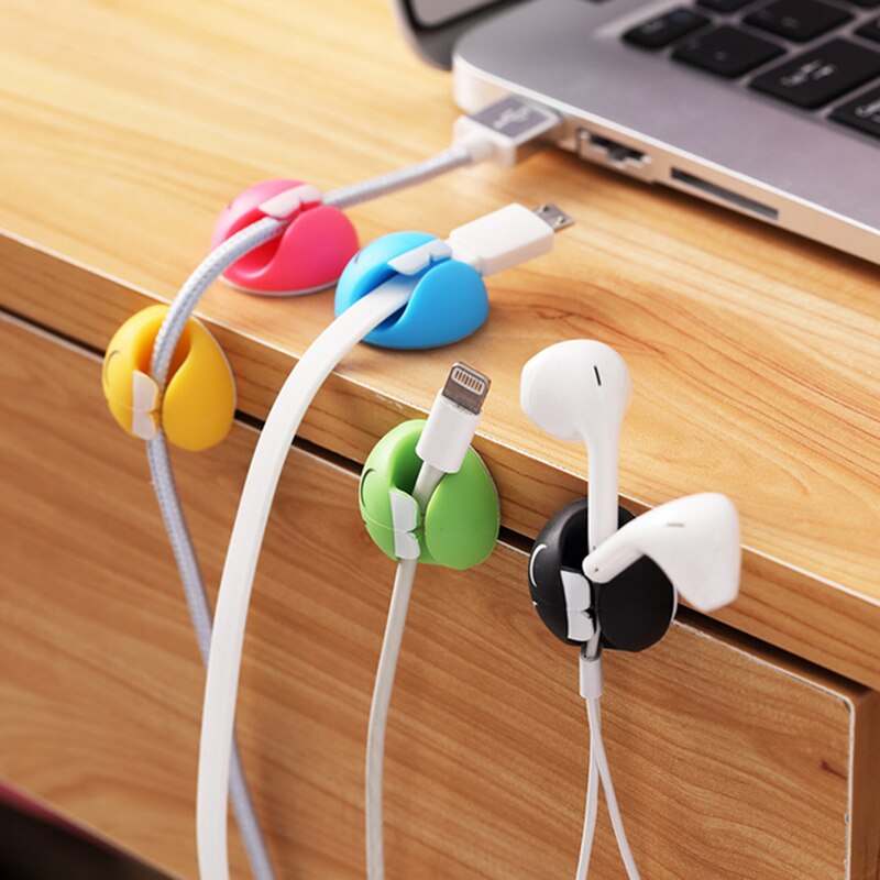 1 Pcs Kabel Management Organizer Zachte Siliconen Kabel Winder Kleurrijke Desktop Kabel Organizer Cord Protector Houder Clip