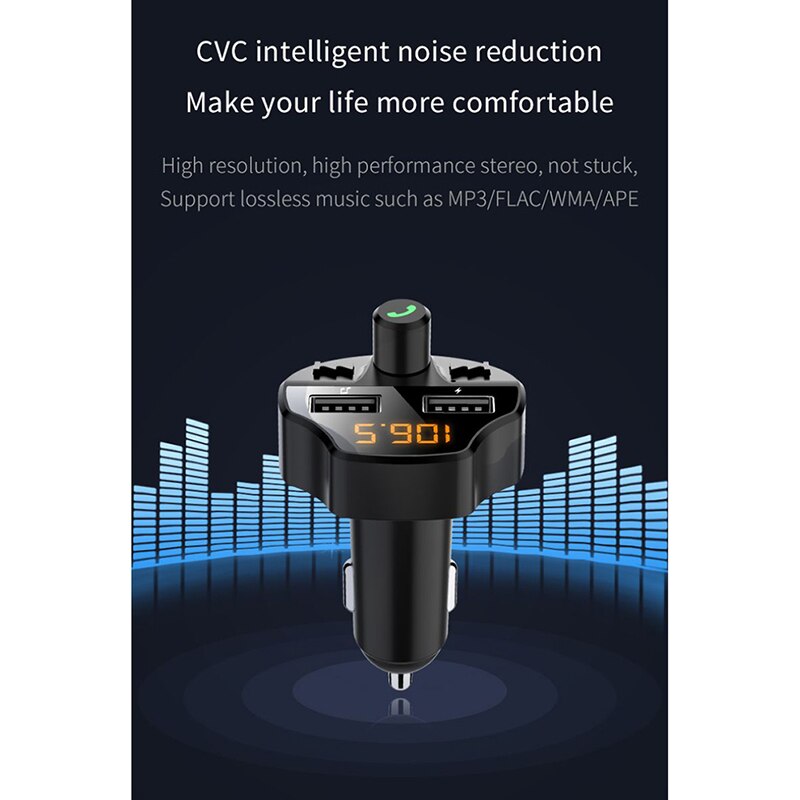Bluetooth 5,1 coche MP3 reproductor Bluetooth sin pérdida de sonido Bluetooth transmisor FM cargador de coche Bluetooth