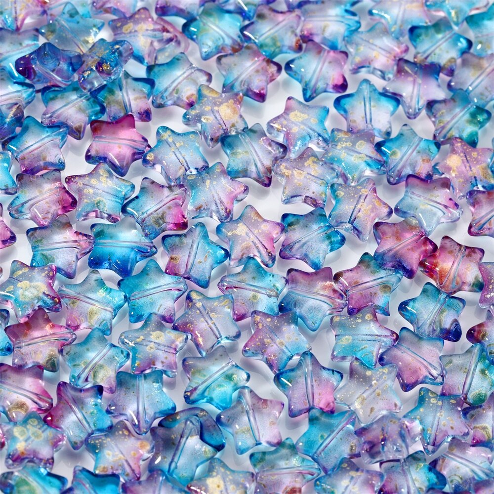 20-50pcs 6.4/9.6mm Transparent Star Heart Shape Glass Beads Colorful Loose Spacer Bead For Jewelry Makeing DIY Handmade Bracelet: Beige / other