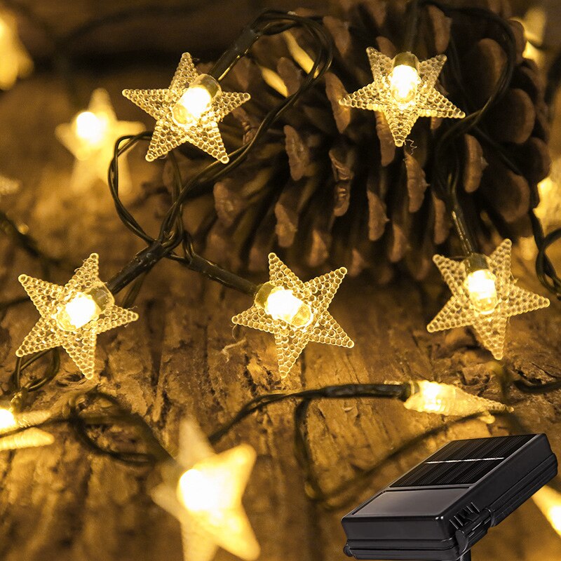 LED Star Solar Garden String Lights Outdoor Solar Powered Lamp Waterproof For Decoration Patio Yard Tree Christmas Wedding Party: Warm / 5M 20LED
