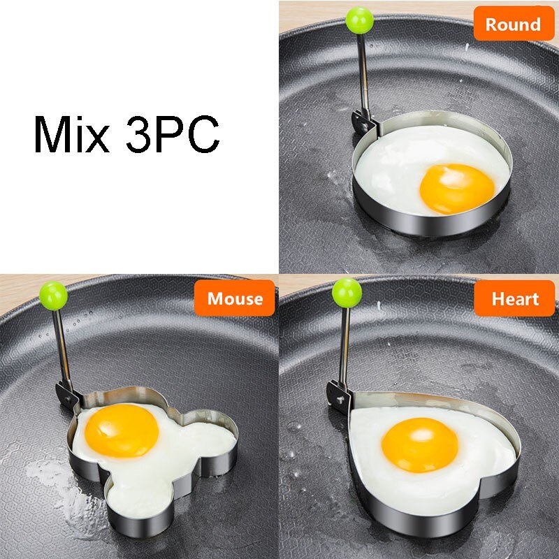 Stainless Steel 5 Style Fried Egg Pancake Shaper Omelette Mold Mould Frying Egg Cooking Tools Kitchen Accessories Gadget Rings: A