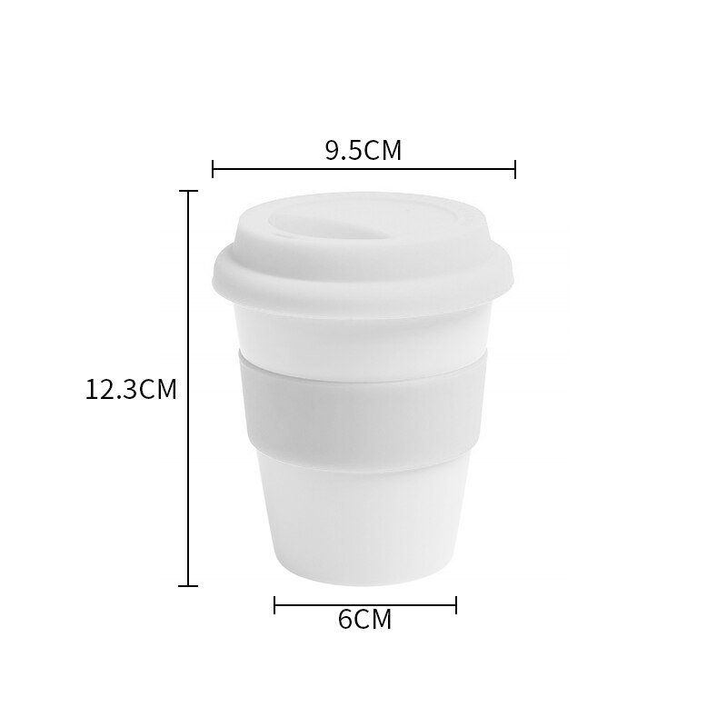 1pc 400ml genanvendelig varmeisoleret rejse krus te kaffe rejse krus kop med silikone låg krus: Hvid