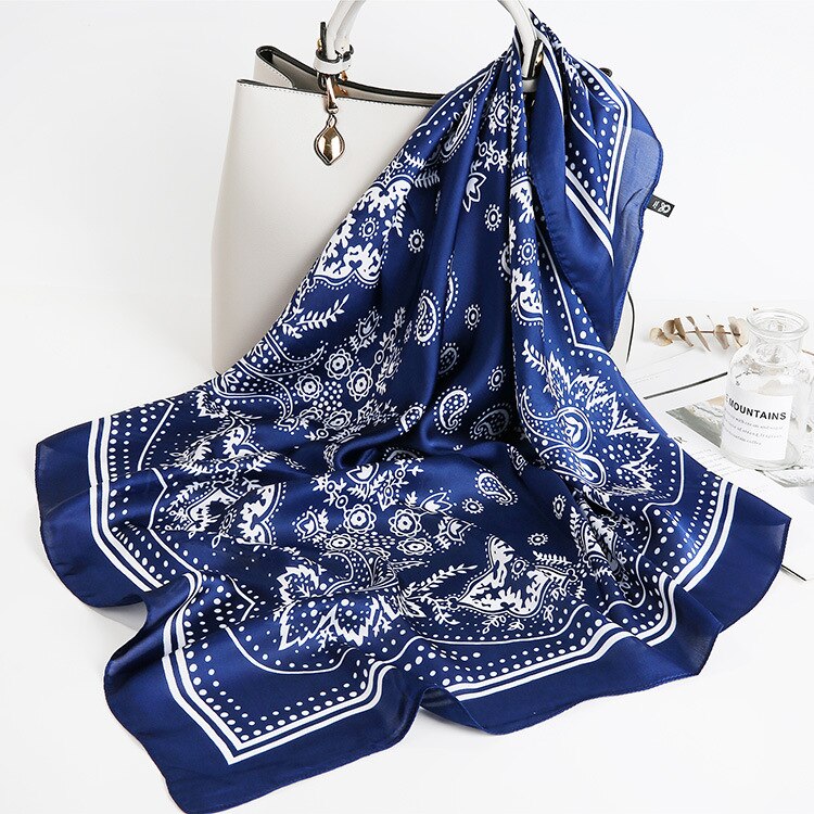 Hovedtørklæde damemærke luksus plaid print tørklæde hals silketørklæder 70cm firkantede sjaler og wrpas hår tørklæder bandana: B080-10
