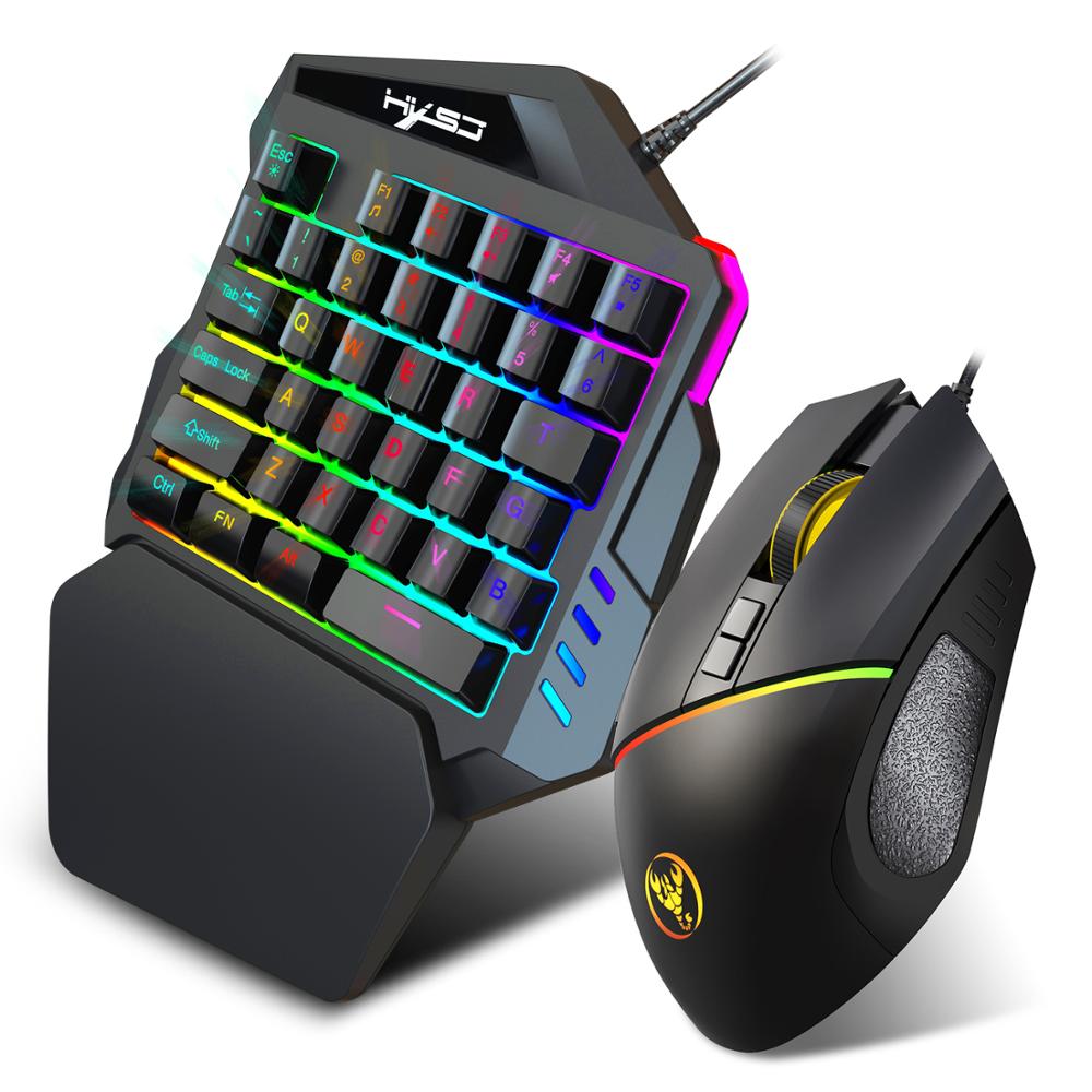 Mini clavier de jeu Portable rétroéclairé RGB, une main, 6400DPI, ensemble de souris, pour PC, PS4, Xbox