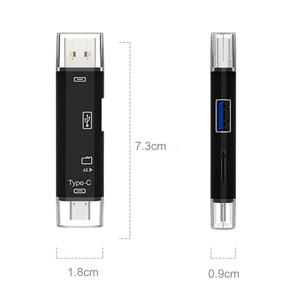 Card Reader Plug Play High Speed 5-In-1 USB 3.0 Type-C TF Card Reader for Computer