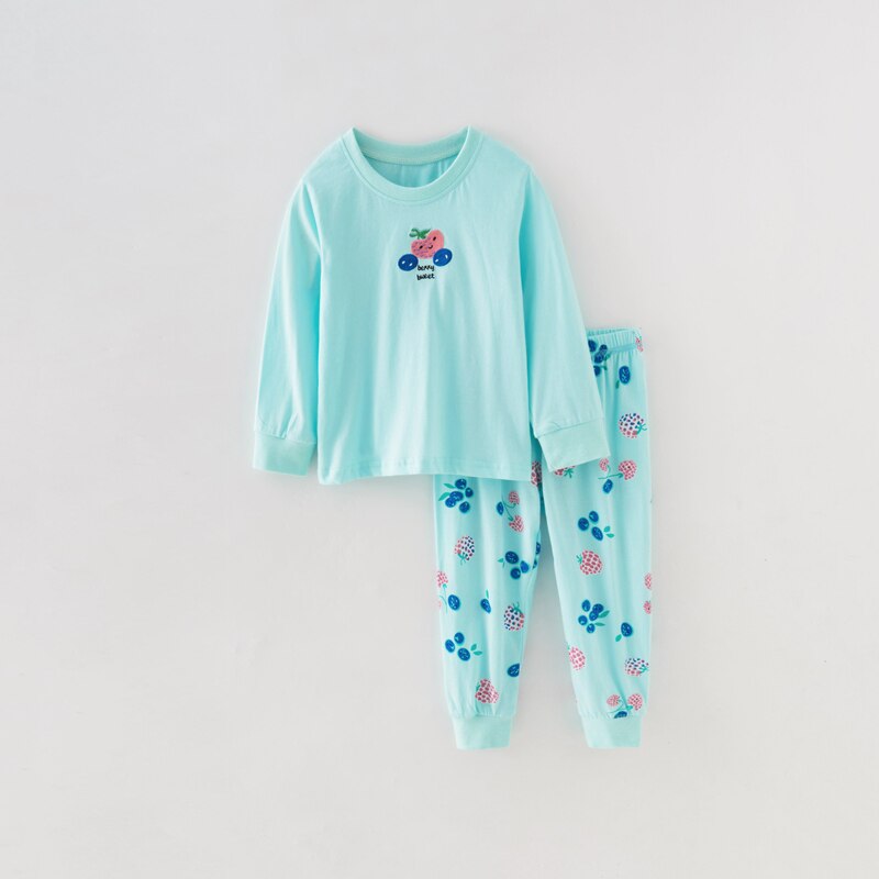 Little maven tyttöjen yöasut mansikka kirjonta pyjamat lapsille syksy lasten yöpuvut puuvilla lasten pyjamat lämmin: 5t