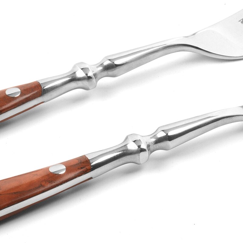 Steak Messen Vork Lepel Houten Handvat Laguiole Stijl Bestek Roestvrij Stalen Bestek Diner