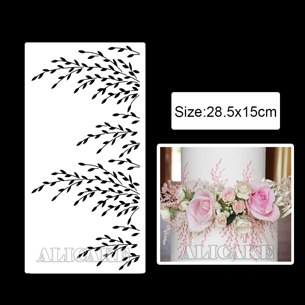Pochoir de gâteau branche de saule, pour Fondant, biscuit, plante, outils de décoration de gâteaux, cuisson, fête de mariage, modèles en PET de alimentaire: Rose