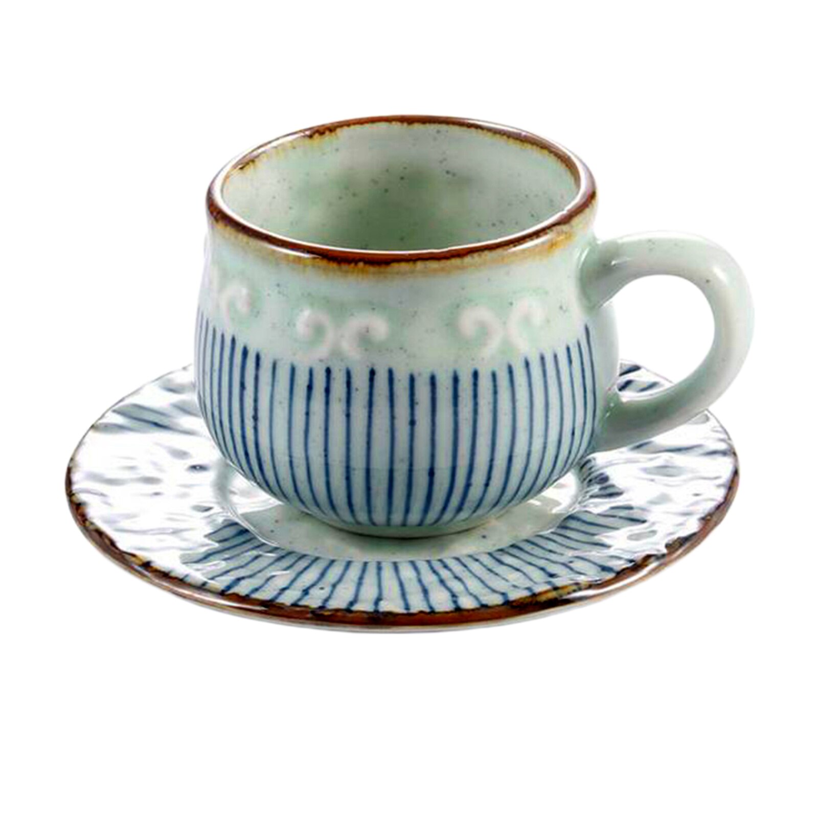 Tasse de thé Oriental en céramique Yunomi, tasse de café pour thé en vrac: Style D with Plate