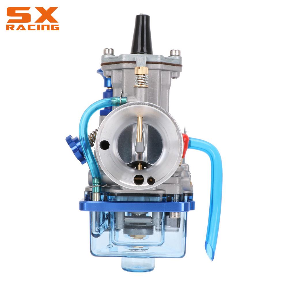 Motorcycle Universal Carburetor For Keihin PWK 28 30 32 34 MM 2T 4T Blue transparent cover bowl With Power Jet Dirt Bike