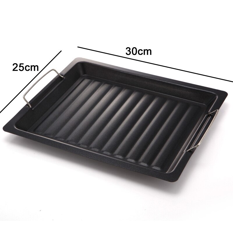 1Pc Non-stick Thicken Outdoor Barbecue Tray Rectangle Grill Pan BBQ Plate Cookware