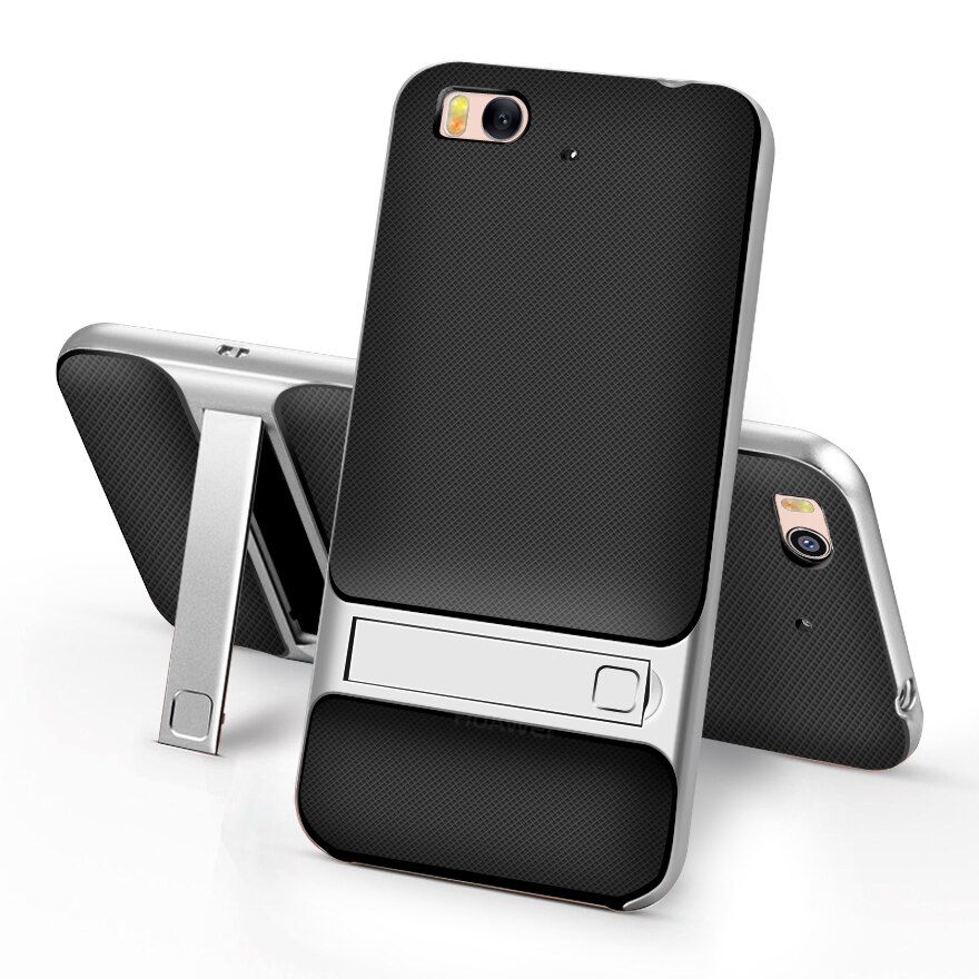 Kickstand 3D-funda Original para Xiaomi Mi5S Mi 5S, 5,15 pulgadas, TPU + PC, silicona híbrida 360, Protección trasera para teléfono: Royce Silver