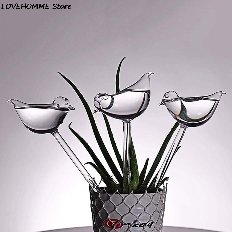 1 stk automatisk blomstervanningsanlegg plantevann selvvannende globus fugleform håndblåst klare plast aqua pærer