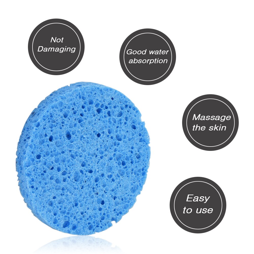 Disposable Cleaning Sponge Soft Natural Wood Pulp Facial Makeup Remover Cotton Compressed Deep Clean Dirt Grease Beauty Tools: 1pc Blue Sponge