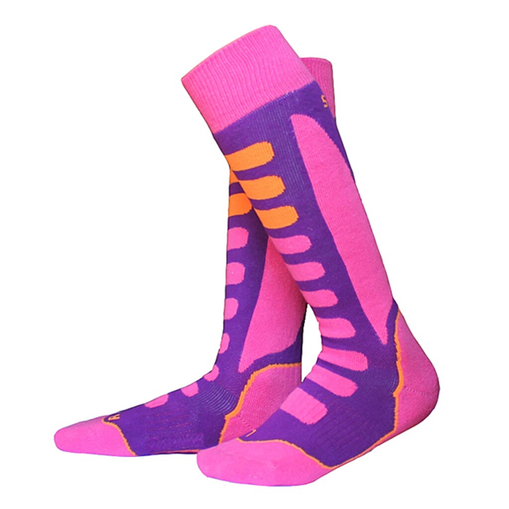 Unisex kinderen volwassenen gewatteerde wintersport thermische prestaties ski snowboard sokken sportsokken thermosokken beenwarmers sokken: Roze  eu 27-30
