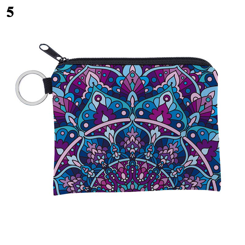 Mini Waterproof Purse Card Holder Wallet Portable Card Bag Multicolor Storage Pouch Key Case Coin Bags Mandala Pattern Pouch: 5