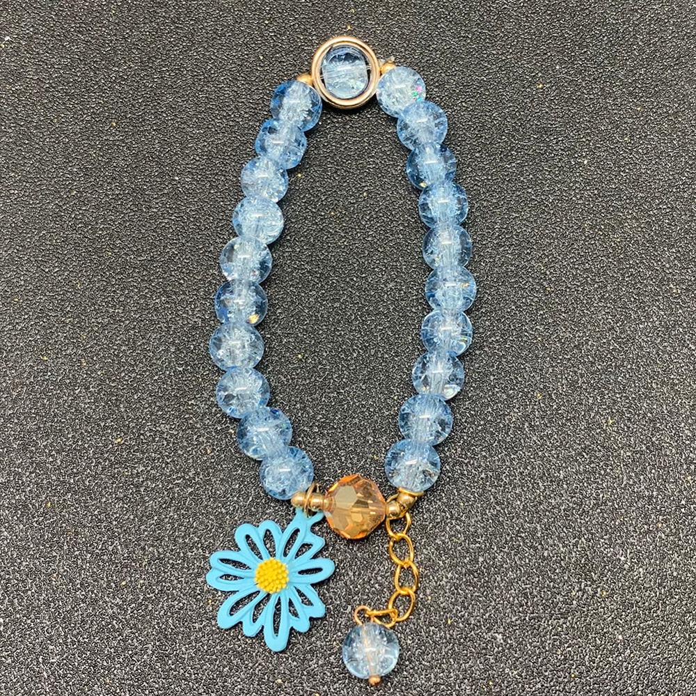 Bohemian Handmade Blume Form Lange Quaste Glas Armband Seld Baumeln Sets Frauen Multi Farbe Armbänder Schmuck Weihnachten: Blue Flower C