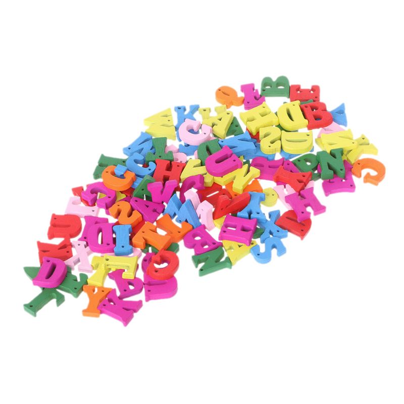 100Pcs Houten Letter Alfabet Woord Carft Diy Decoratie Knop Kid Onderwijs Speelgoed XX9E
