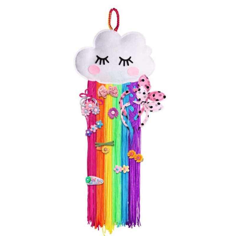 Cute Unicorn Storage Hanging Wall Headwear Hairpin Storage Organizing Strip Rainbow Cloud Hair Clip Hairband Organiz Home Decor