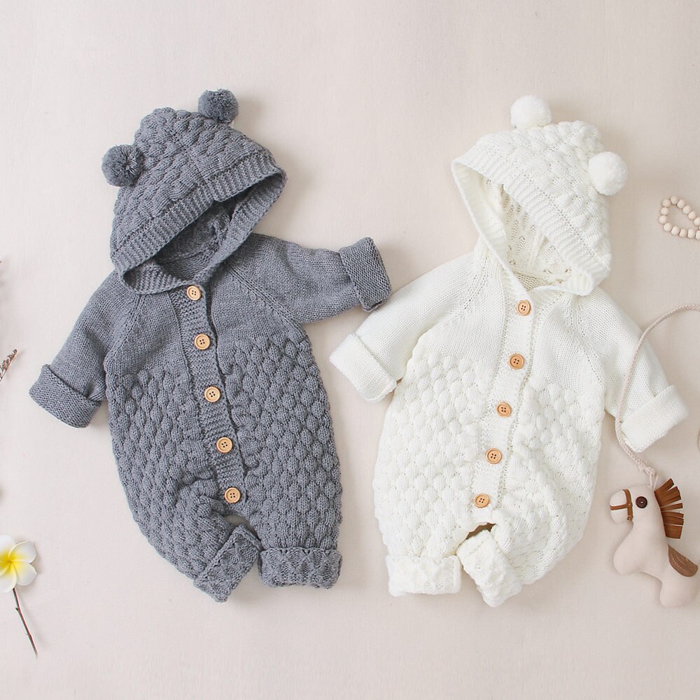 Geboren Baby Kleding Cartoon Beer Gebreide Jongens Rompertjes Lente Herfst Winter Baby Meisje Romper Lange Mouw Toldder Jumpsuit 18M
