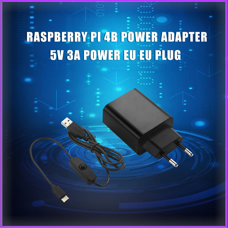 Raspberry pi 4 b adaptador de alimentação 5v 3a fonte de alimentação da ue eua plug 1m interruptor cabo de alimentação usb para raspberry pi 4 rpi170