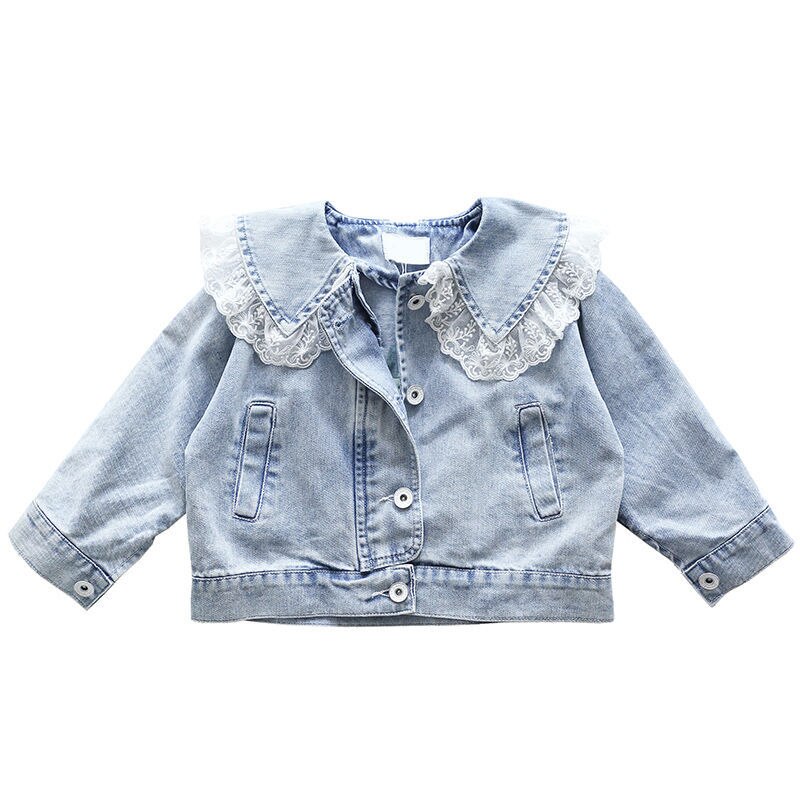 Chaqueta vaquera para niñas, Rebeca de encaje, prendas de vestir de manga larga, ropa de encaje, 1-6 años: 4T