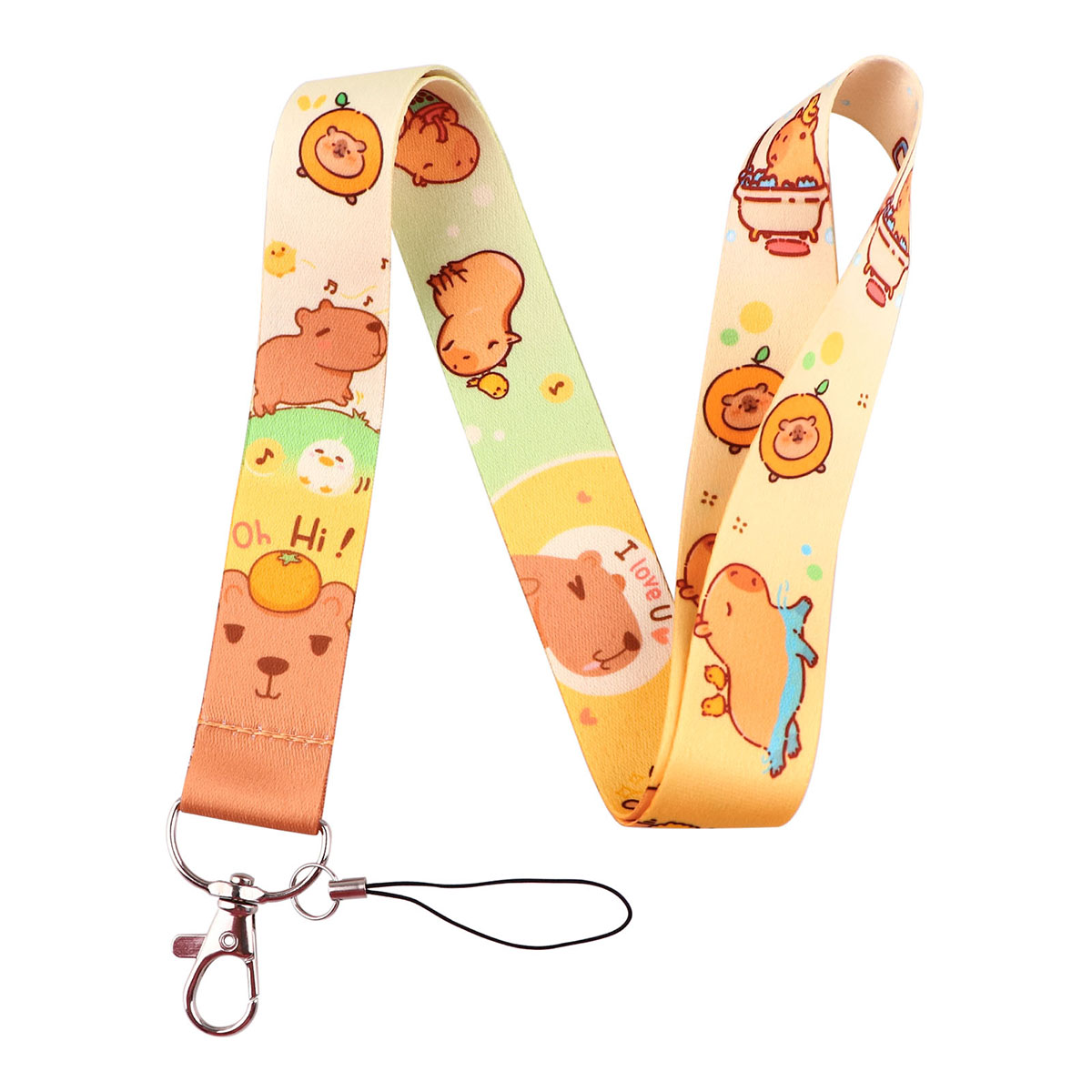 Cute Capybara Lanyard for Keys Neck Strap ID Card Badge Holder Cell Phone Strap Key Chain Key Holder Key Rings Accessories: Light Pink