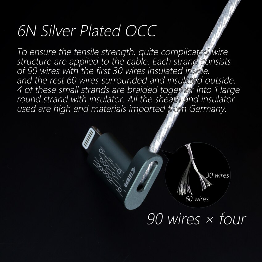 Câble de données DD ddHiFi MFi06 Lightning vers USB type-c, utilisé pour connecter des appareils iOS avec des appareils Audio type-c