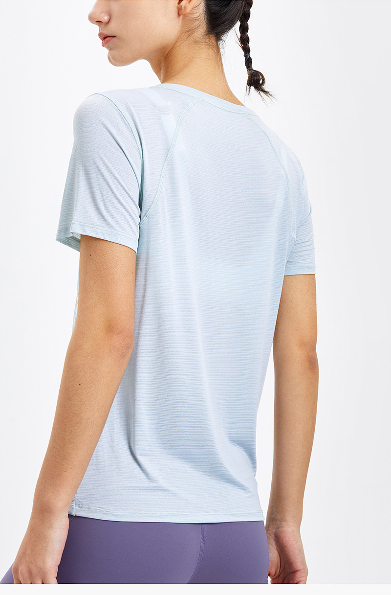 Lockere sport-t-shirts für damen, schnelltrocknende fitnessbekleidung, rundhalsausschnitt, einfarbige yoga-shirts, kurzarm