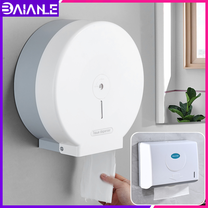 Toilet Paper Holder Stainless Steel Roll Paper Towel Dispenser Wall Mount Waterproof Tissue Box Cover Large Roll Holder