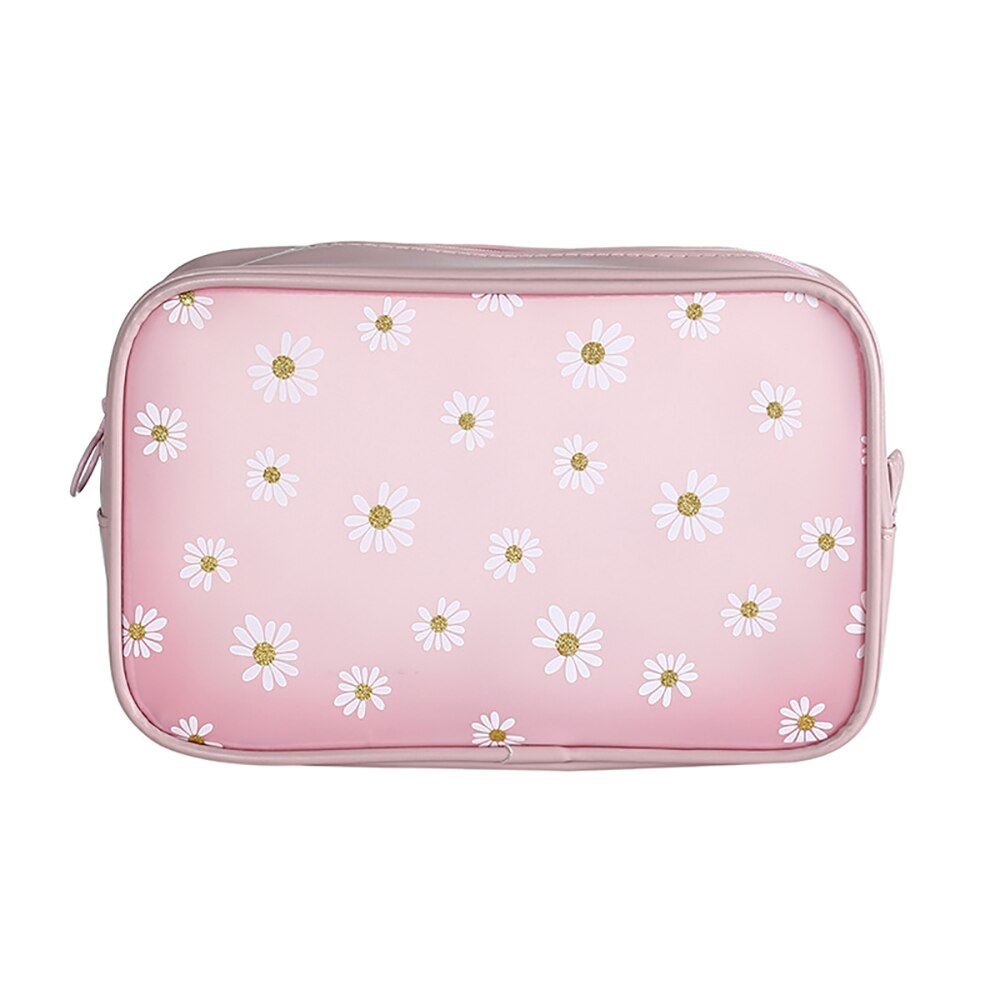 Zomer Daisy Transparante Make-Up Tas Waterdichte Rits Toilettas Meisjes Draagbare Travel Organizer Pouch Schoonheid: pink L