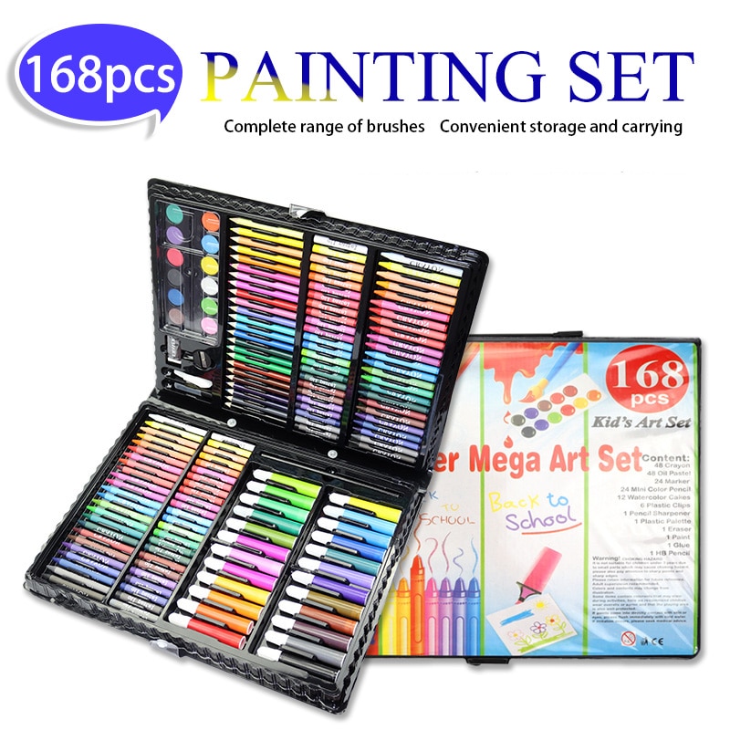 168 Pcs Kids Art Set Painting set Children Drawing Set Water Color Pen Crayon Oil Pastel Drawing Tool Art supplies stationery