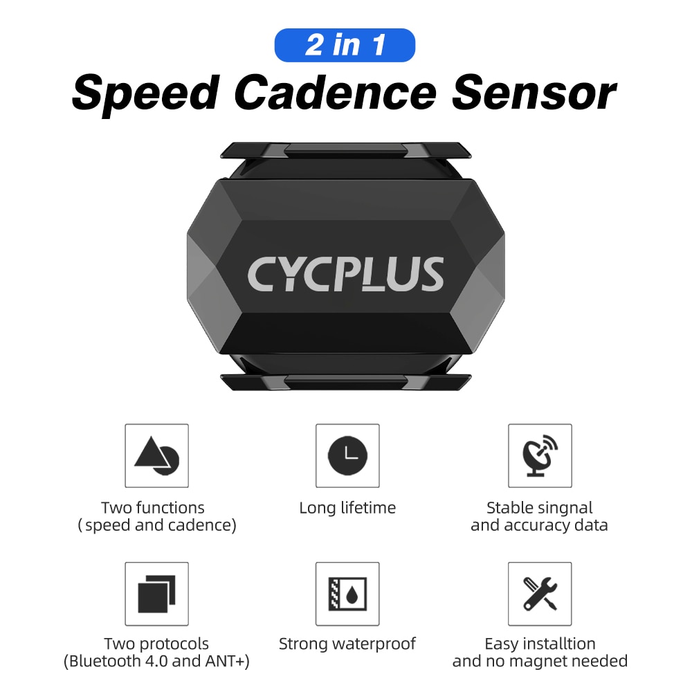 Cycplus Bike Speed Sensor 2 In 1 Dual Sensor Snelheidsmeter Ant + Bluetooth Waterdicht 4.0 Draadloze Fiets Computer Voor Igpsport
