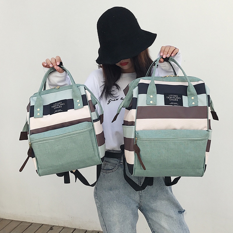 koreanische Mädchen Leinwand Rucksack Schul Frauen Schule Mädchen Reisetaschen Für Teenager Mochila Feminina Escolar Bagpack: small Green