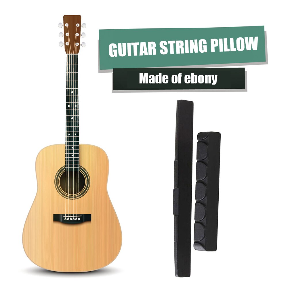 1 Stuk Zwart Ebbenhout Brug Zadels En Noten Voor 4 Snaren Gitaar Vervanging Real Ingelaste Bone Moer Voor Klassieke Folk gitaar