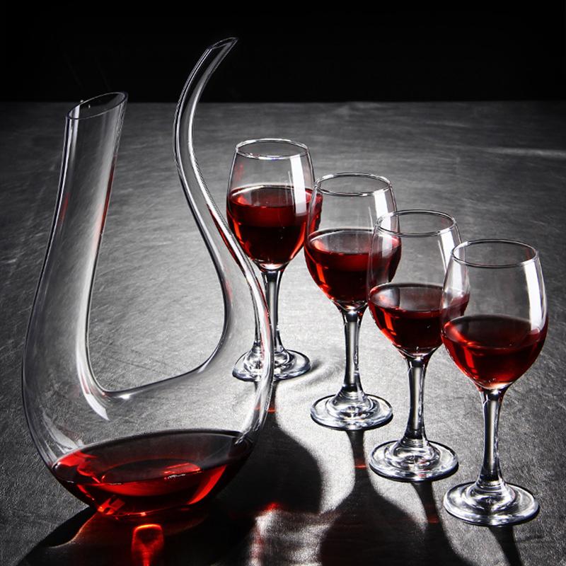 U Shape Lead-Free Premium Crystal Glass Wine Carafe Crystal Clear Wine Aerator Glass Wine Decanter Grade B (1300-1500ML)