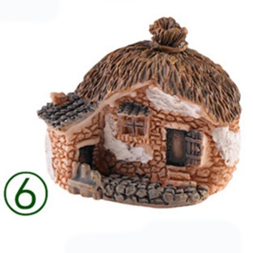 Lille mini harpiks hus miniature landsby hytte sommerhus til mikro landskabspleje fe haven bonsai pot dekoration haven ornamenter: 6
