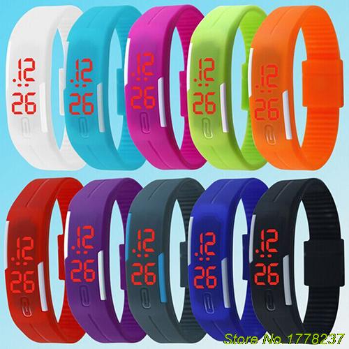 Reloj de pulsera LED rojo de silicona para hombres y mujeres, reloj de pulsera táctil Digital 4VOP