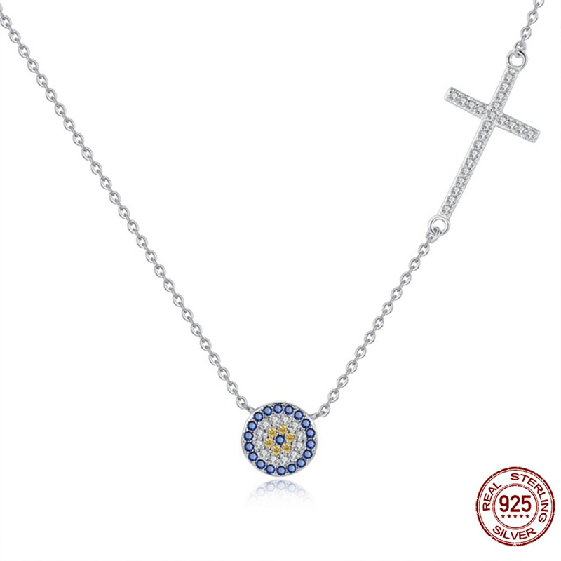 Tongzhe Ketting Vrouwen Sieraden 925 Sterling Zilveren Ronde Decoratieve Boze Oog Ketting Hanger Ketting Voor Vrouwen Collares