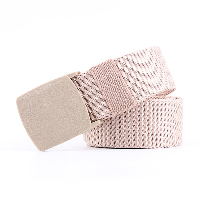 Cinturón hipoalergénico de nailon con hebilla de plástico de , cinturón duradero de lona para adolescentes y estudiantes: Beige