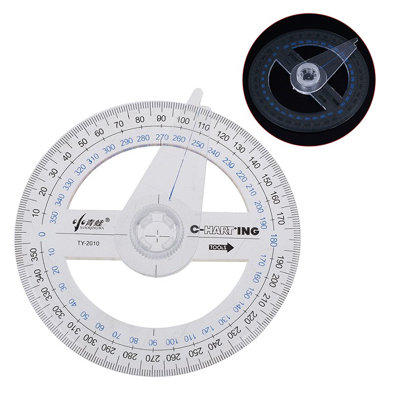 1 Pcs Portable All Circular 10cm Plastic 360 Degree Pointer Protractor Ruler Angle Finder Swing Arm For School Office Supplies