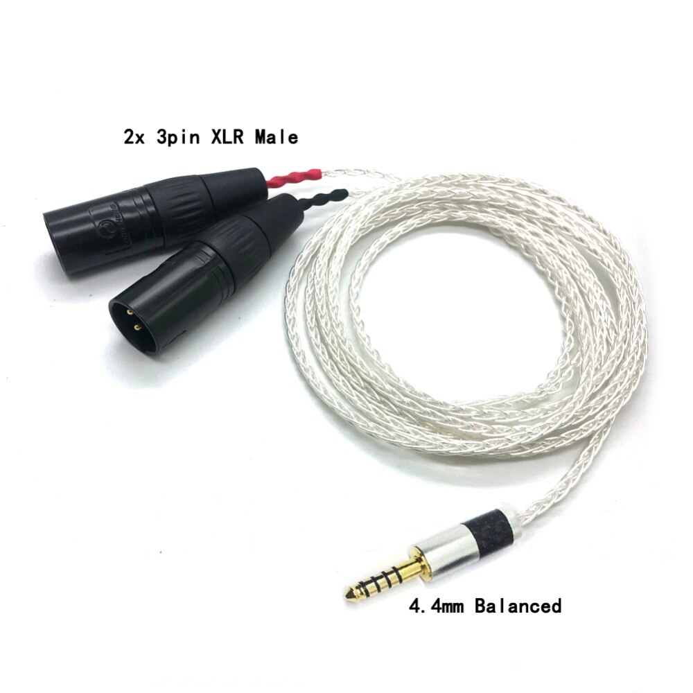 Haldane Audio Adapter Cable - 4.4mm Balanced to Dual XLR 3-Pin Male - Silver Plated 8-Core - 1m/2m/3m