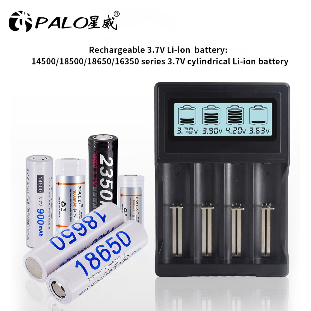PALO 3.7V 18650 16340 14500 18500 lithium Battery Charger USB smart charger for 18650 rechargeable battery charger