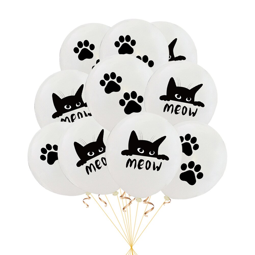 1 Set Meow Balloons Happy Birthday Banner Cake Toppers Cat Meow Globos for Cat Themed Birthday Party Decor Supplies Kids Ballons: No4 20pcs balloons