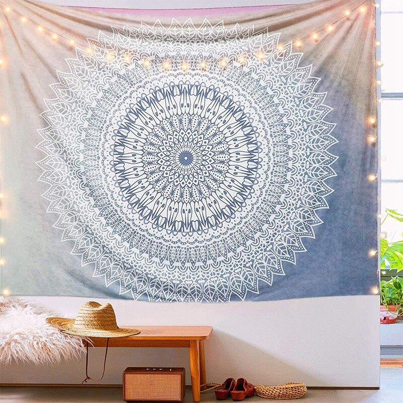 Wall Hanging Tapestry Indian Tapestry Bohemian Mandala Flower Tapestry for Living Room Bedroom Dorm Decor 130X150cm