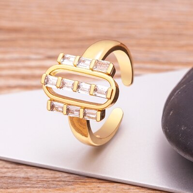 Bague de fiançailles en forme de X pour femmes, anneau de luxe, pavé de Zircon couleur or, bijoux élégants simples, ouvert, réglable, offre spéciale: R174
