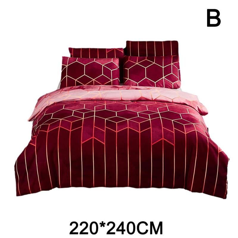 Geometrische Plaid Dekbedovertrek Nordic King Size Beddengoed Kits Dubbele Koningin Dekbedovertrekken Kussensloop Zonder Laken 220*240Cm: B